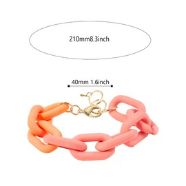 Anmpab Colorful Summer Chunky Link Bracelets Trendy Minimalist Rainbow Candy Color Resin Link Bracelet Thick Acrylic Paperclip Chain Bracelet Beach Jewelry for Women Gifts (Pink)