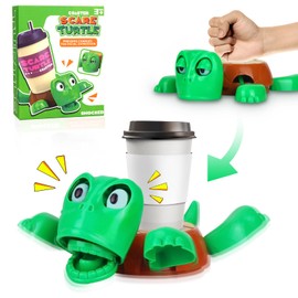 Turtle Coaster, Untersetzer Schildkröte 3D Gedruckter - Hochziehbaren Gliedmaßen, Lustiger Gesichtsausdruck, rutschfeste Getränkematte, Kaffeetassenhalter, für Büro, Zuhause, Geschenkideen (Grün)
