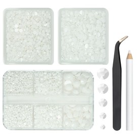 qiipii 3 Boxes 5070PCS White Resin Flatback Rhinestones for Crafting Pure White Flatback Jelly Resin Stones 2mm 3mm 4mm 5mm 6mm Non Hotfix Gems Diamonds for Nails Face Tumblers Mugs Bottles DIY Crafts