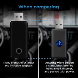 AutoSky Wireless Carplay Adapter - Converts Wired to Wireless Carplay Dongle Plug & Play - Fit Cars 2015 or Newer with Factory Wired CarPlay - Micro Edition Black Matt