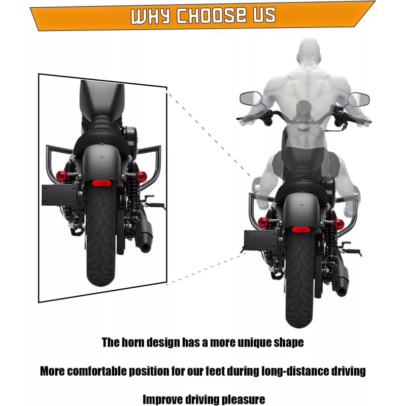 JMEIMOTOR NEW BLACK Harley Sportster Iron 883 1200 Mustache Highway