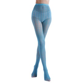 Sahabowi Swallow Grids Jacquard Fishnet Pantyhose For Women, Sheer High Waist Tights, Control Top Mesh Stockings, LW2024032602blue, Blue Swallow Grids, 1pcs