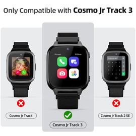 SimpleThings 2Pack Screen Protector Compatible with Cosmo JrTrack 3 and 4 Kids Smart Watch, Hard PC Case with HD Clear Tempered Glass Screen Protector for Kids Boys Girls (Clear+Clear)