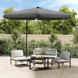 GROSERY Outdoor Parasol with Steel Pole 118.1"x98.4",Include the specific materials used, such as steel cross base and Effective polyester canopy. Outdoor Living, Umbrellas & Sunshades