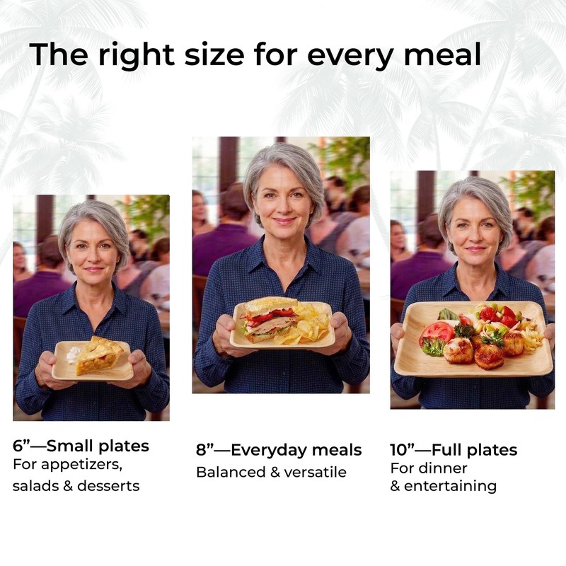Indie Palm 10 Inch Square Disposable Palm Leaf Plates –
