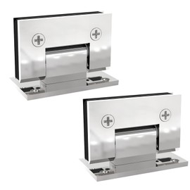AatrixQuayn 90 Degree Glass Shower Door Hinges Heavy Duty Solid Brass, Shower Door Hardware Replacement for 5/16"(8mm) - 1/2"(12mm) Thickness Tempered Glass (Mirror Chrome, 2 Pack, 90 Degree)