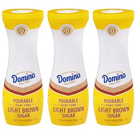 Domino® Light Brown Sugar, Pourable Brown Sugar, 10 oz Flip Top Canister (Pack of 3)