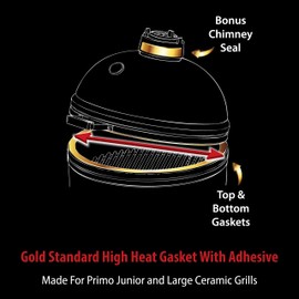 High-Que Gold Standard Nomex and Kevlar Gasket, Replacement for Primo Oval Junior 200 and Primo Oval Large 300 Grill High-Heat 12' Gasket Seal, 2-Year Warranty, Made in USA