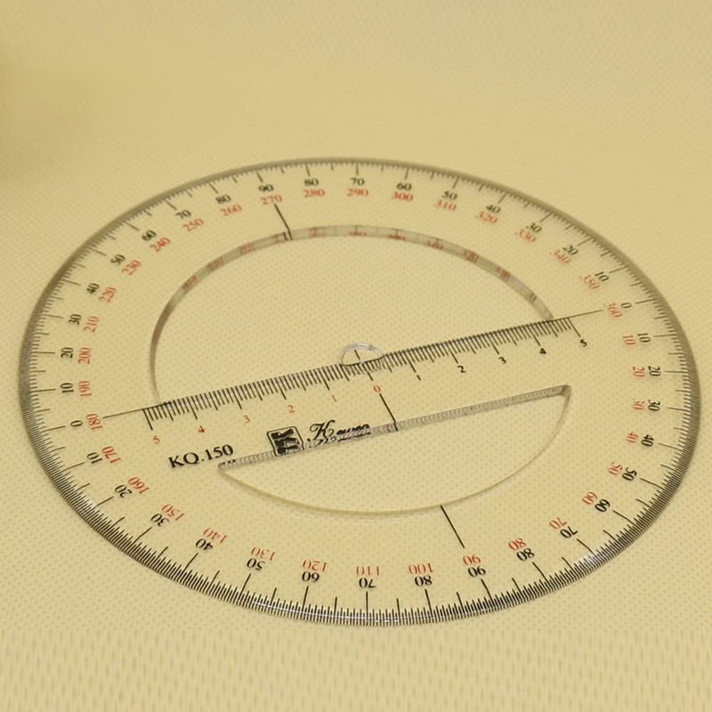 360 Degree Plastic Protractor, Circle Measuring Scale Math Ruler for