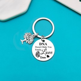 Ximalun Step Parent Gifts Keyring DNA Doesn't Make You Family Love Does Keyring Step Mum Gifts Step Dad Gifts Adoption Gifts Mothers Fathers Day Gift Christmas Birthday Gifts