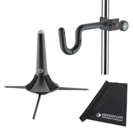 K&M 15210 Trumpet Stand 3 Feet + K&M 15700 Trumpet Holder + Keepdrum Microfibre Cloth