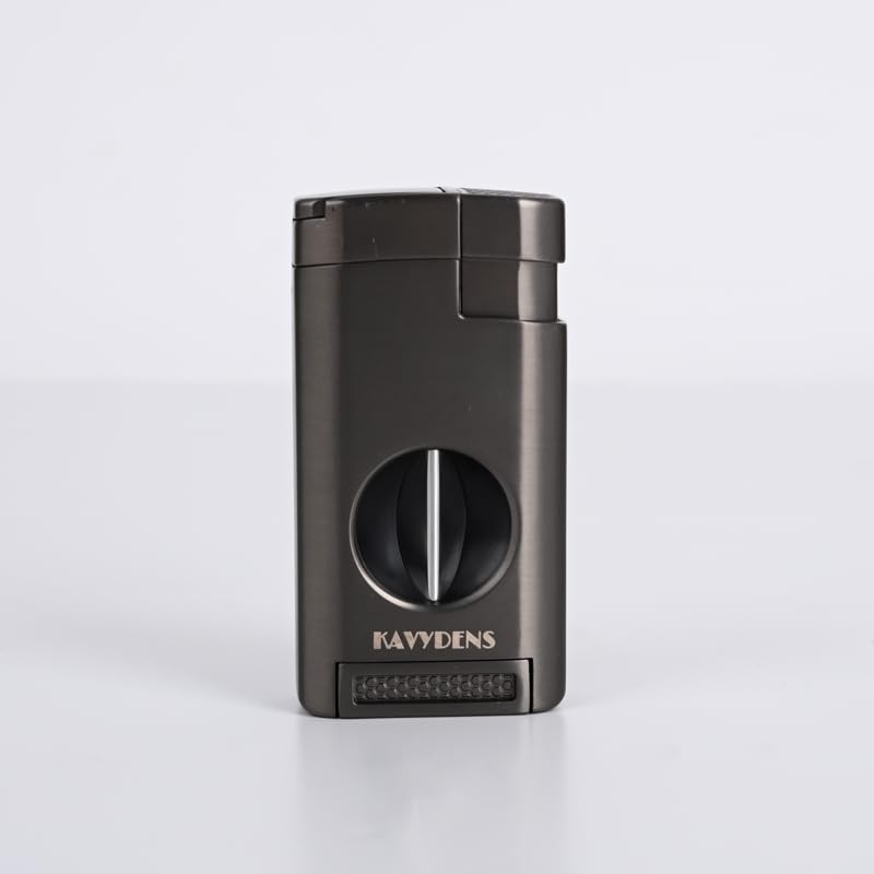 KAVYDENS Triple Jet Torch Lighter with Deep V-Cut Cigar Cutter