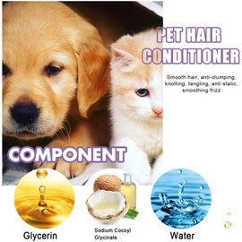 Hair Conditioner for Dogs,Pet Hair Conditioner,Natural Coat Conditioner for Pet Grooming,Gentle Moisturize Skin Dog Skim Cream,Pet Hair Conditioner Makes Hair Fluffy