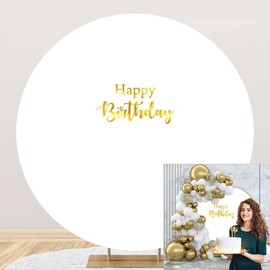 SDOTPMT Diameter 6.5ft Outdoor Party Display Props Round Stand Backdrop Cover for Kids Adults Birthday Celebration Party White Minimalist Art Photography Background Solid Color Circle Backdrop