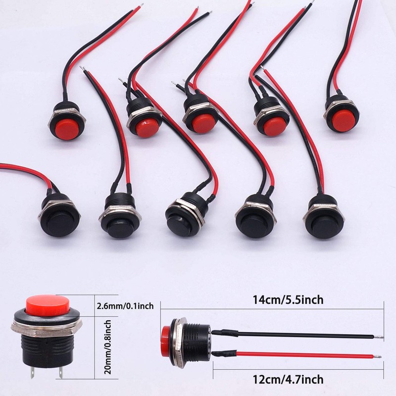 weideer 10pcs 16mm Momentary Push Button Switch SPST AC250V/3A AC125V/6A