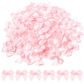 Ymapinc 100pcs Pink Ribbon Small Bows for Crafts - 1 inch Little Tiny Fabric Bows for Crafts DIY Wedding Birthday Invitation Decor Gift Wrapping Pink Theme Party Decoration and Sewing on Cloth