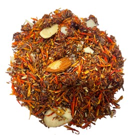Nelson's Tea Cherry Almond Rooibos Loose Leaf Tea: Blend of Green and Red Rooibos, Chopped Almonds, and Safflower - Almond Tea Experience with Sweet Cherry Notes in Every Sip - Caffeine-Free - Sample 0.4 Oz