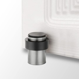 Door Stoppers 4 Pack, Cylindrical Floor Mounted Door Stop, Stainless Steel, 65mm Heavy Duty Doorstops Wall Protector, Modern Rubber Doorstops Door Holder with Sound Dampening Bumper