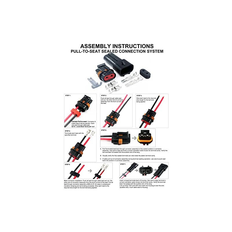 2 Pin Metri-Pack Waterproof Connector 10-12awg Terminals and Seals 46Amp