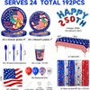 192PCS America 250 4th of July Decorations Tableware for 24
