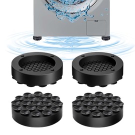 Diyxisk Vibration Damper, 4 Pieces Universal Vibration Damper, Non-Slip Washing Machines, Anti-Vibration Mat, for Stabilising Washing Machines and Dryers (Black)