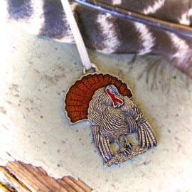 Danforth Hanging Turkey Ornament – Handcrafted Pewter Turkey Ornaments for Tree - 2 ¼” High, Made in USA