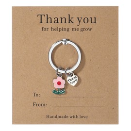 PATIKIL Teacher Appreciation Keychain Gifts, Cute Flower Pendant Charm Keyring Purse Bag Accessories Car Ring Pendant for Handbag Keys, Pink