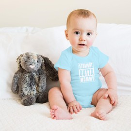 Straight Outta Mommy - Funny Cute Novelty Infant Creeper, One-Piece Baby Bodysuit (Light Blue, 3 Months)