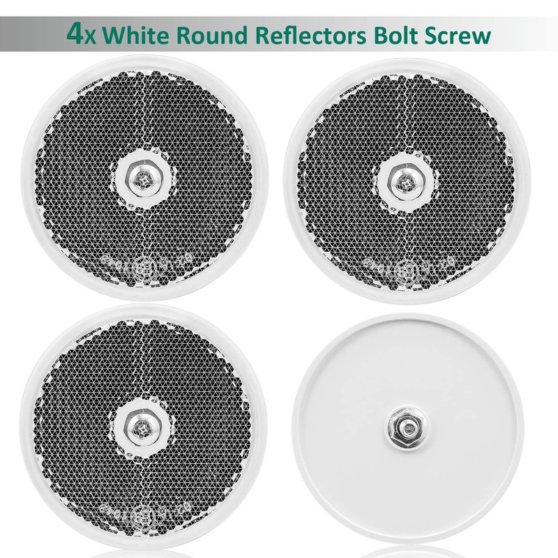 DARKGUARD 4 x Round Reflectors White Diameter 60 mm Approved,