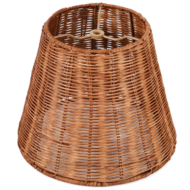 Kittmip 1 Pack Natural Rattan Spider Boho Lamp Shade Handwoven