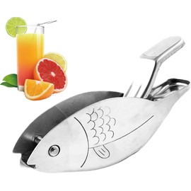 Stainless Steel Fish Shape Manual Lemon Juicer, 1Pc Stainless Steel Manual Lemon Squeezer Fish Shape Lemon Juicer, Stainless Steel Lemon Juicer Manual Lemon Squeezer Fish Shape Lemon Slice Squeezer