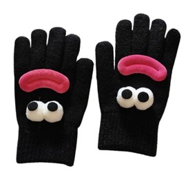 CaiYuanGJ Finger Gloves, Knitted Gloves, Touchscreen Winter Knitted Gloves, Cute Funny Five Finger Gloves, Soft and Comfortable, Adult, for Keep Warm Winter, black