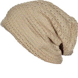 FORBUSITE Mens Slouchy Long Oversized Beanie Knit Hat for Summer Winter Beige B08