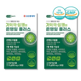 For memory and blood circulation, 2 boxes of Ginkgo Biloba Plus, about 2 months' worth of flavonol glycoside Ginkgo / 기억력 혈행엔 은행잎플러스 2박스 약2개월분 플라보놀배당체 징코