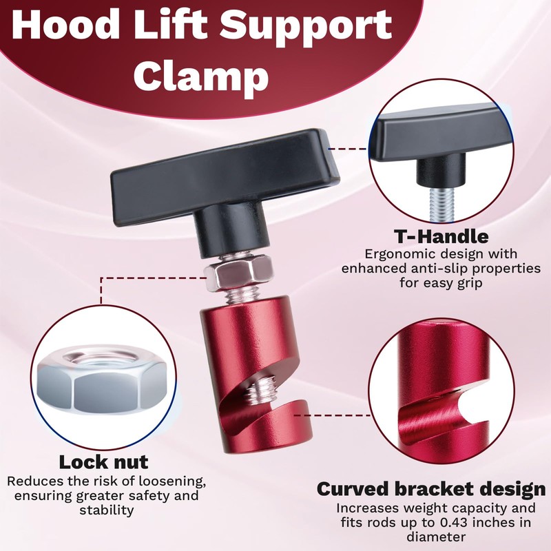 4 PCS Car Hood Prop Struts Clamp, Hood Strut Clamp,
