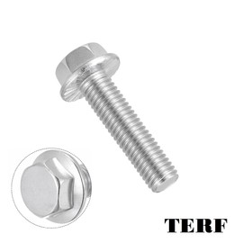TERF® M8 X 30mm Serrated Flanged Hex Head Bolt M8 (8mm) X 30mm Serrated Flanged Hexagonal Head Set Screw Bolts - Pack of 10