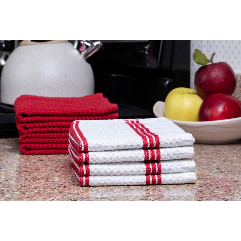 Living Fashions 8 Pack Dish Towels - Absorbent Weave Pattern