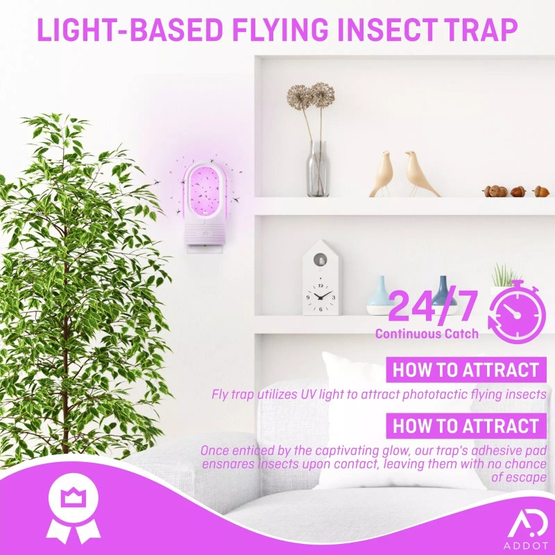 ADDOT Flying Insect Trap 395 nm Wavelength Tech, 5 Sticky