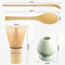 4PCS Matcha Whisk Set Matcha Tea Set Bamboo Matcha Whisk Japanese Matcha Ceremony Accessory for Tea Ceremony Tea Drinking