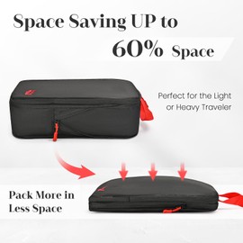 10 Set Compression Packing Cubes for Travel, Percover Packing Cubes Compression for Suitcase, Underwear Bag, Hanging Toiletry Bag, Shoe and Boot Bags, Laundry Bag, Digital Pouch Black Travel Organizer
