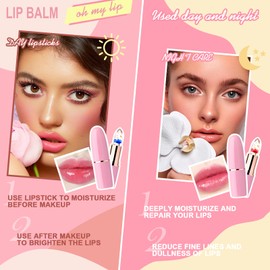 Desing Wish 3 Stück Blumen Lippenstift Set Temperaturempfindlicher Faebverändernder Pink Magic Lip Farbwechselnder Lippenstift Crystal Jelly Color Changing Flower Lipstick Lip Balm Geschenk Mädchen