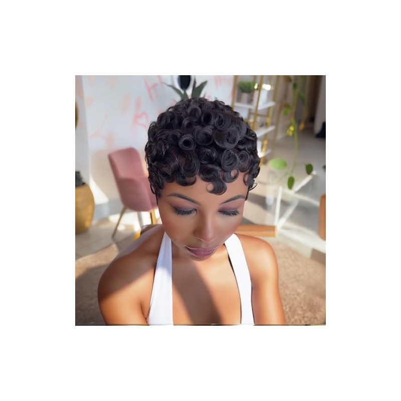 PangDongLai Pelucas Rizadas Estilo Pixie, Elegantes Y Sofisticadas, para Mujeres
