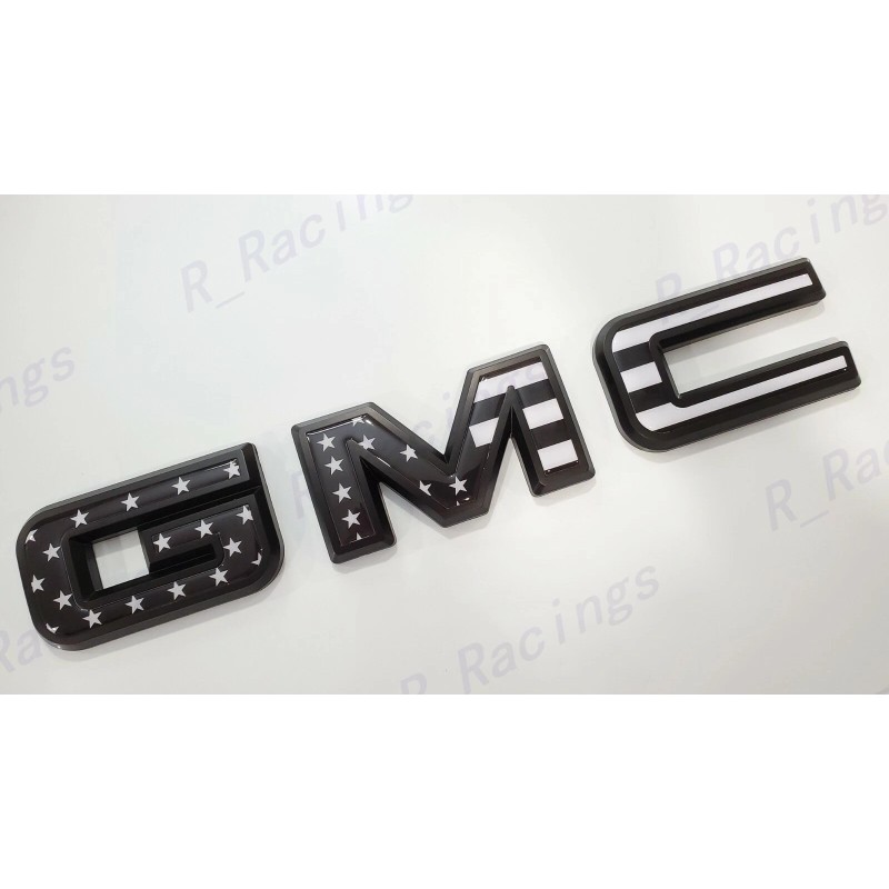Auto Front Only Black USA Flag Emblem Overlay 2019-2025 GMC