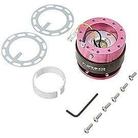NRG Innovations Gen 2.0 Steering Wheel Quick Release Adapter 6-HOLE with Mounting Bolts (Pink Body/Titanium Chrome Ring), NRG-SRK-200PK