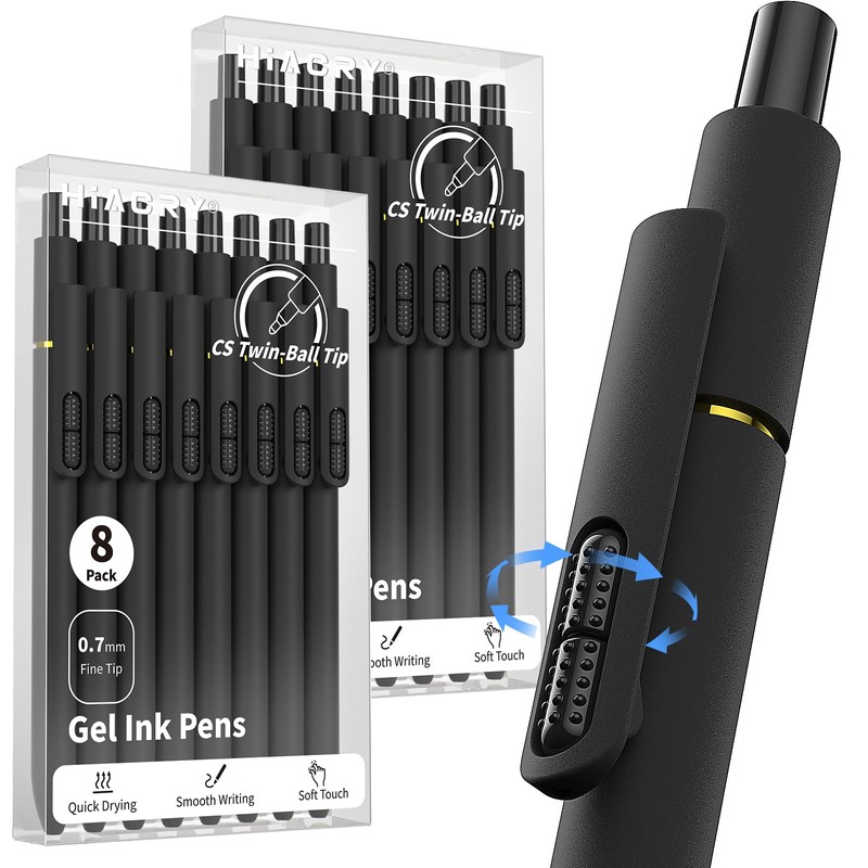 Hiacry 16 Pcs Gel Pens - 0.7mm Fine Point Smooth
