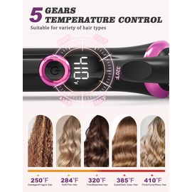 Mini Curling Iron for Travel,110~240V Dual Voltage with European Plug Adapter,Small Curling Iron for Short Hair,Tiny Curling Irons for Women,Anti-Scald Cover,Auto-Off,5 Temp Digital Settings,1 Inch