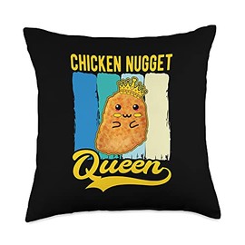 Fast Food Outfits Chicken Nugget Lover Cute Chicken Nugget Queen Foodie Girl Throw Pillow, 18x18, Multicolor