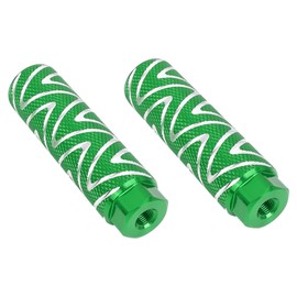 X AUTOHAUX Pair Aluminum Alloy Wave Stripes Axle Rear Foot Pegs Footrests for BMX MTB Bike Bicycle Fit 3/8 Inch 100x28mm Green