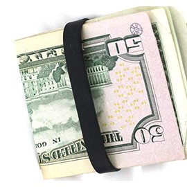 Rubber Bands, 6 Elastic Silicone Bands To Secure Your Money, Credit Cards 15mm Wide (Black)