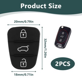Pack of 2 Car Key Keypad 3 Buttons, Suitable for Hyundai i10 i20 i30 ix35, Kia Sportage Ceed and More, Key Shell Replacement Rubber Keypad for Car Remote Control, Car Key Shell